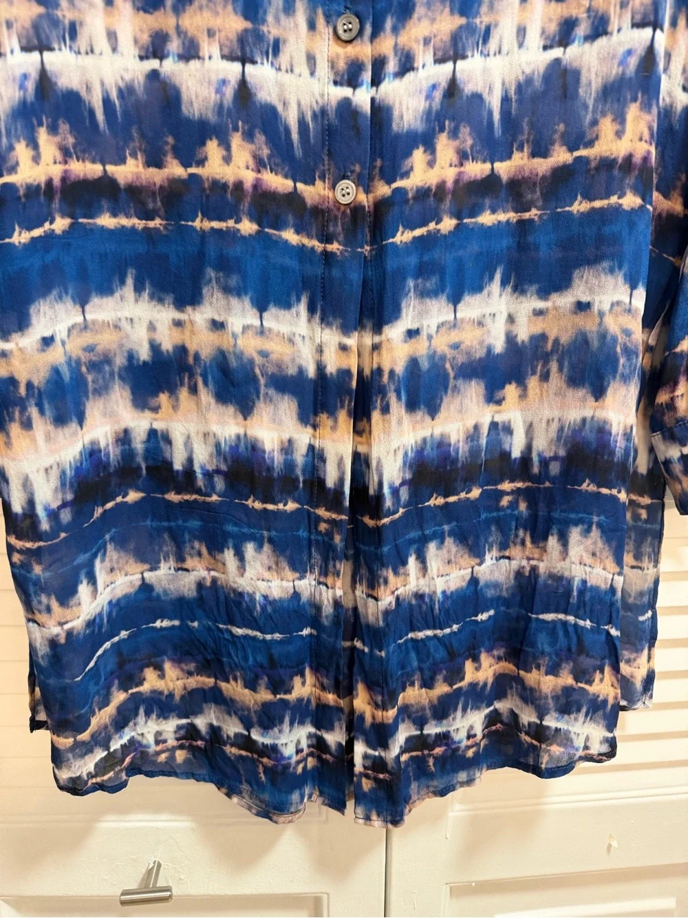 Fifteen Twenty Blue, White, Blush Tie-Dye Shirt Dress